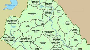 Green tribal map of Coeur d' Alene, Idaho