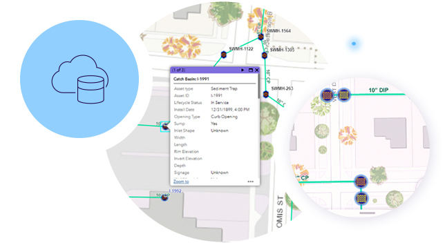Two network maps are next to one another; the first shows asset details, the second shows an overall view of the network