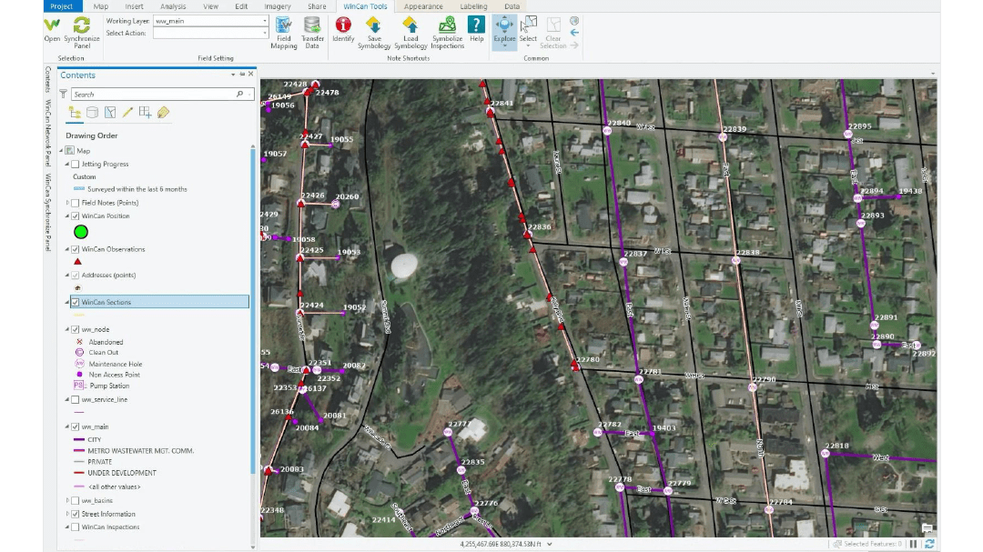 View of ArcGIS Pro Integration with WinCan VX