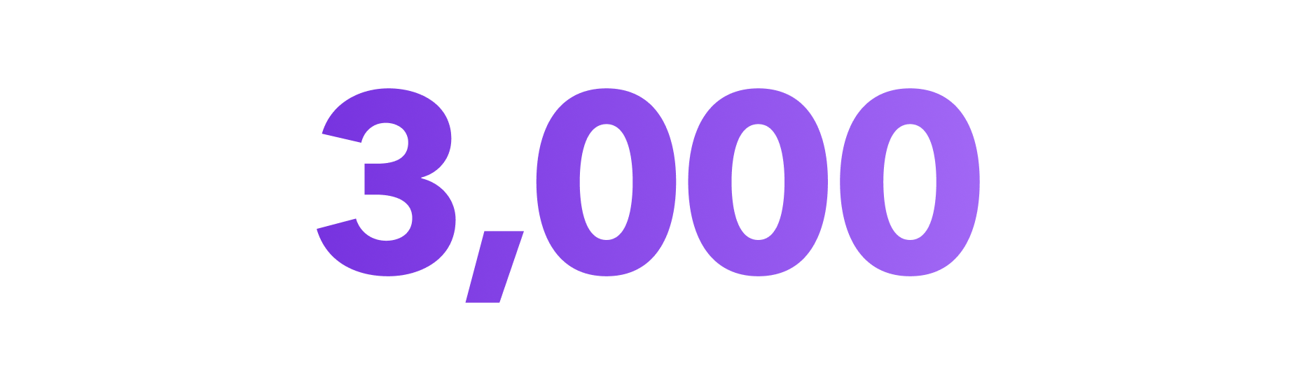 The number "3,000" in purple