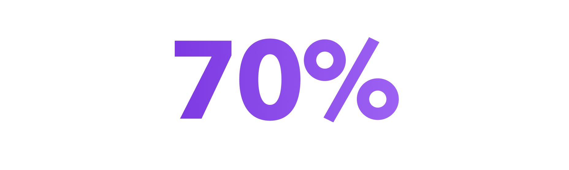The percentage "70 percent" in purple