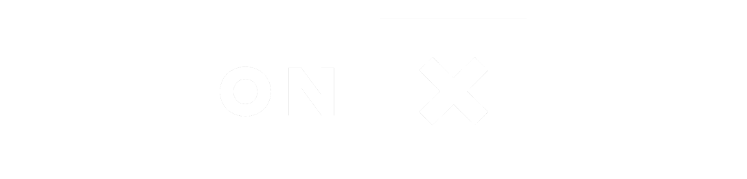 onX logo in white design