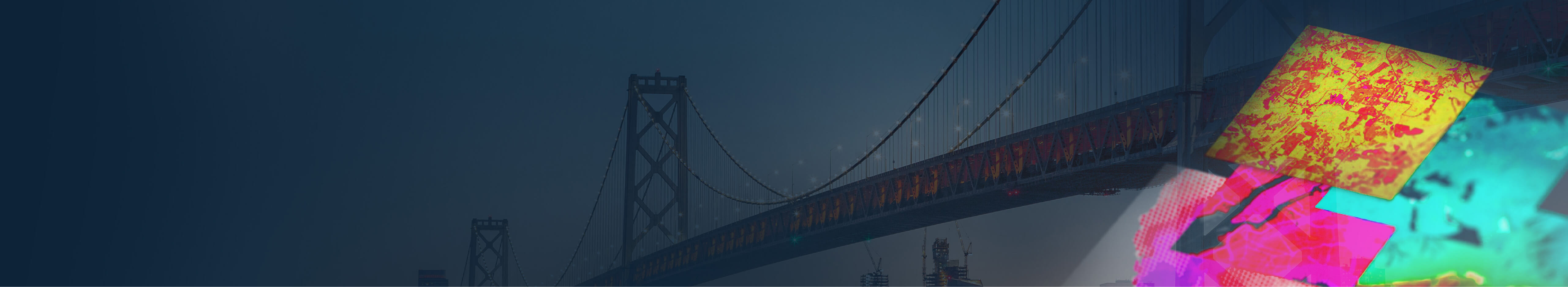 Five different maps with vibrant colors layered on top of each other