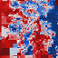 Area map with polling locations shaded in red, white, and blue