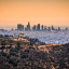 The view of the Los Angeles skyline and Griffith Observatory from the foothills