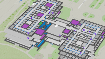ArcGIS Indoor displaying the layout of a building