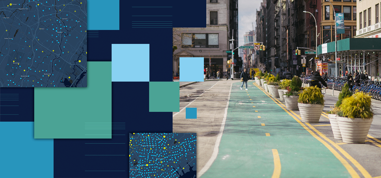A pedestrian walks across a protected bike lane in New York City near the intersection of Broadway and Union Square West.