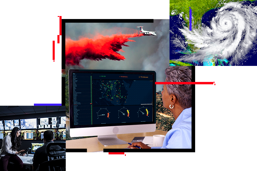A utility worker using GIS on a desktop computer to analyze the condition of assets in a specific region