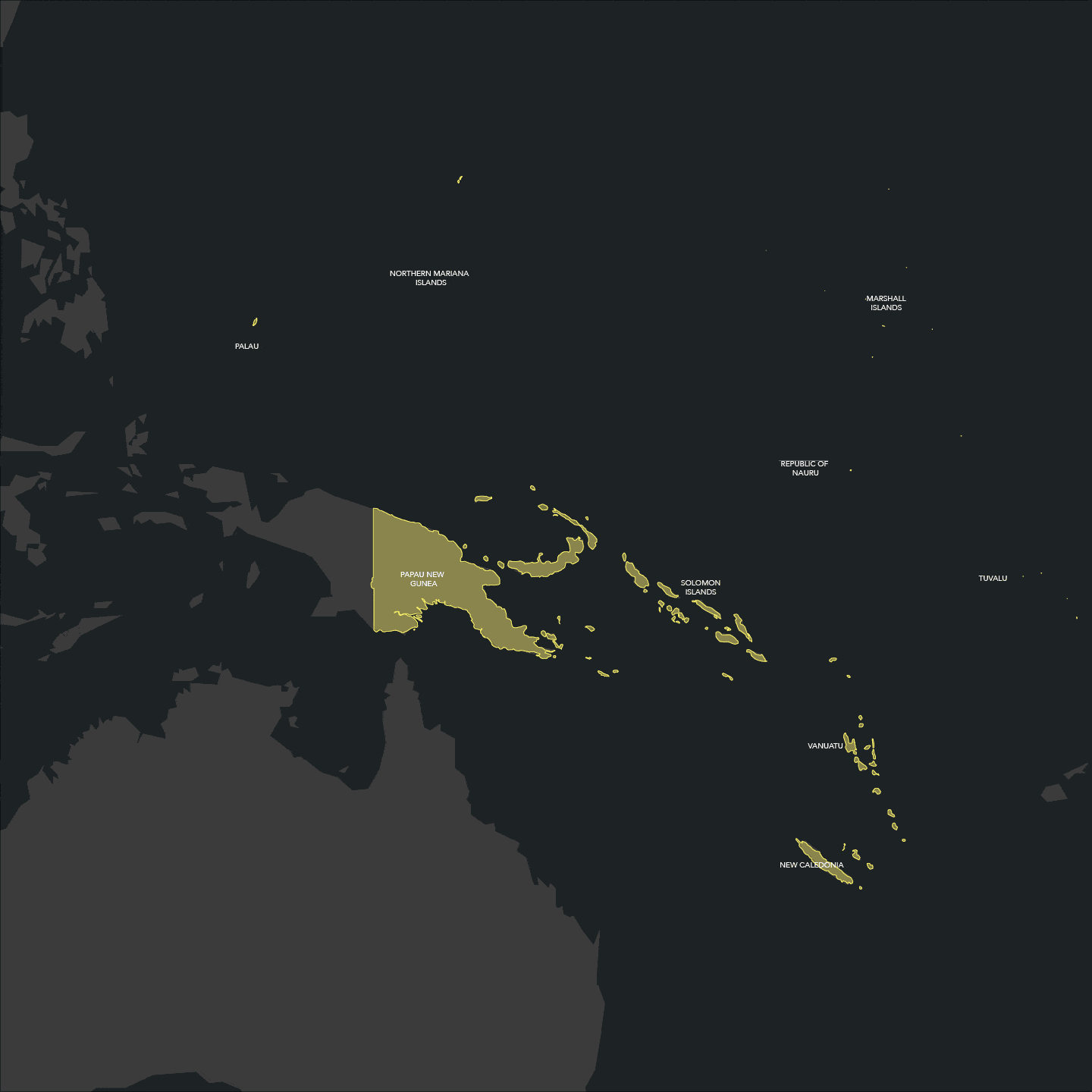 Map of Oceania with qualified countries highlighted