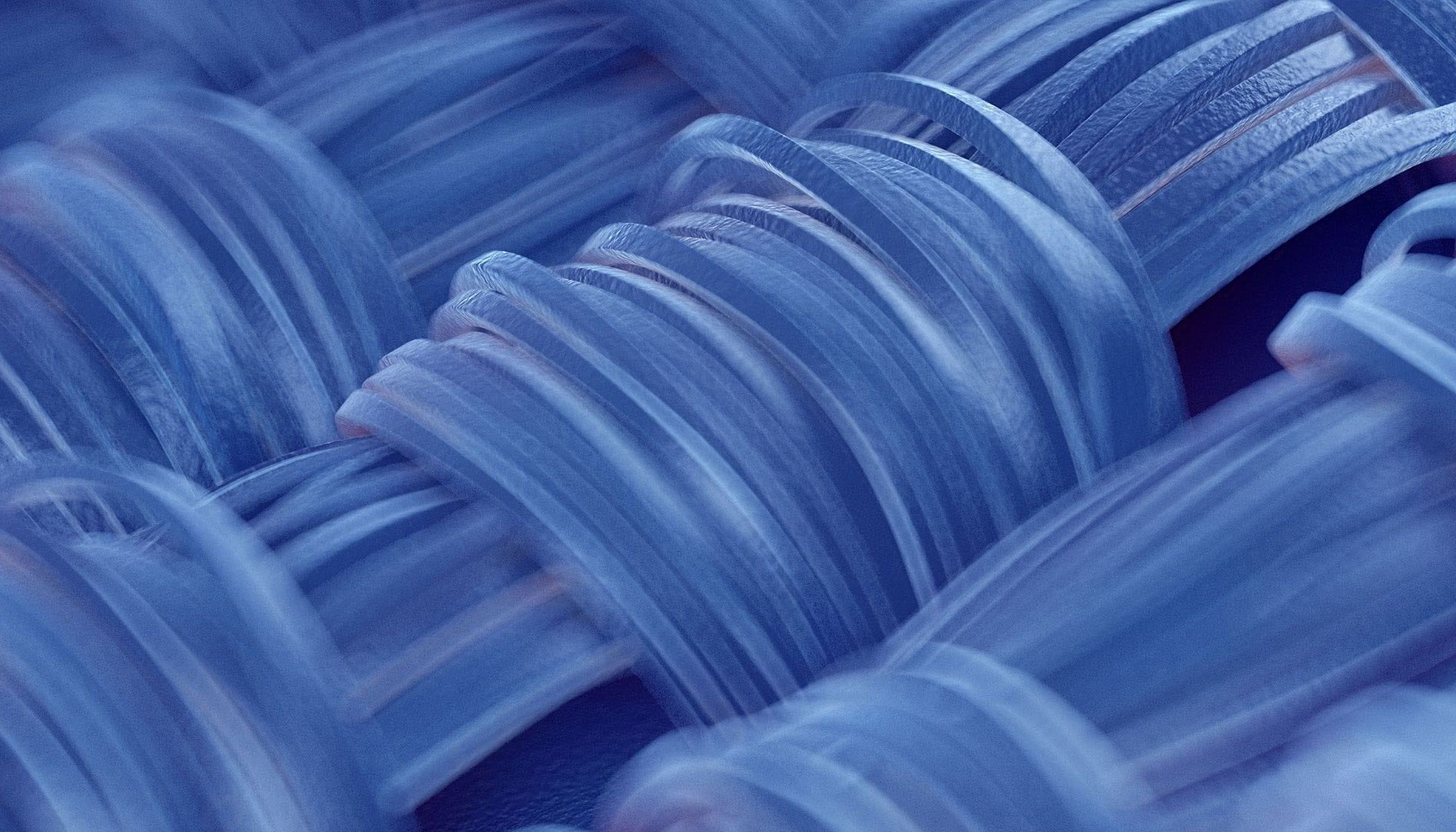 Un primo piano di fibre intrecciate blu