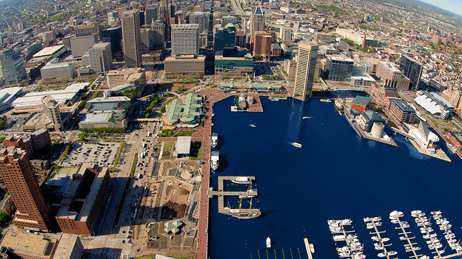 Widok z góry na port w Baltimore