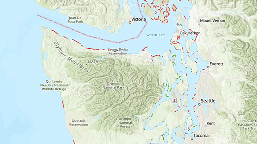 Contour map of Olympic National Park and surrounding areas