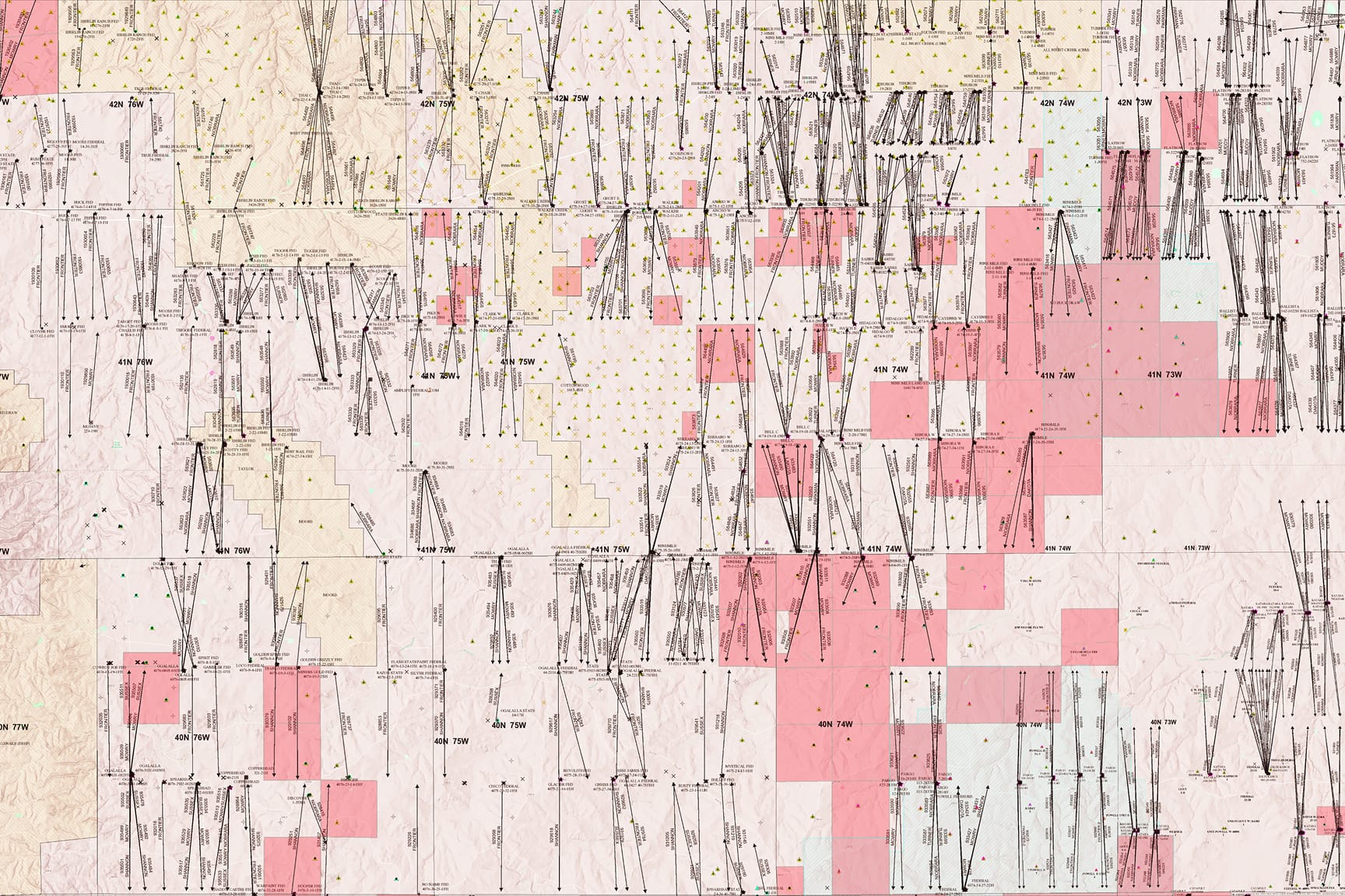  Oil and gas wells and roads map