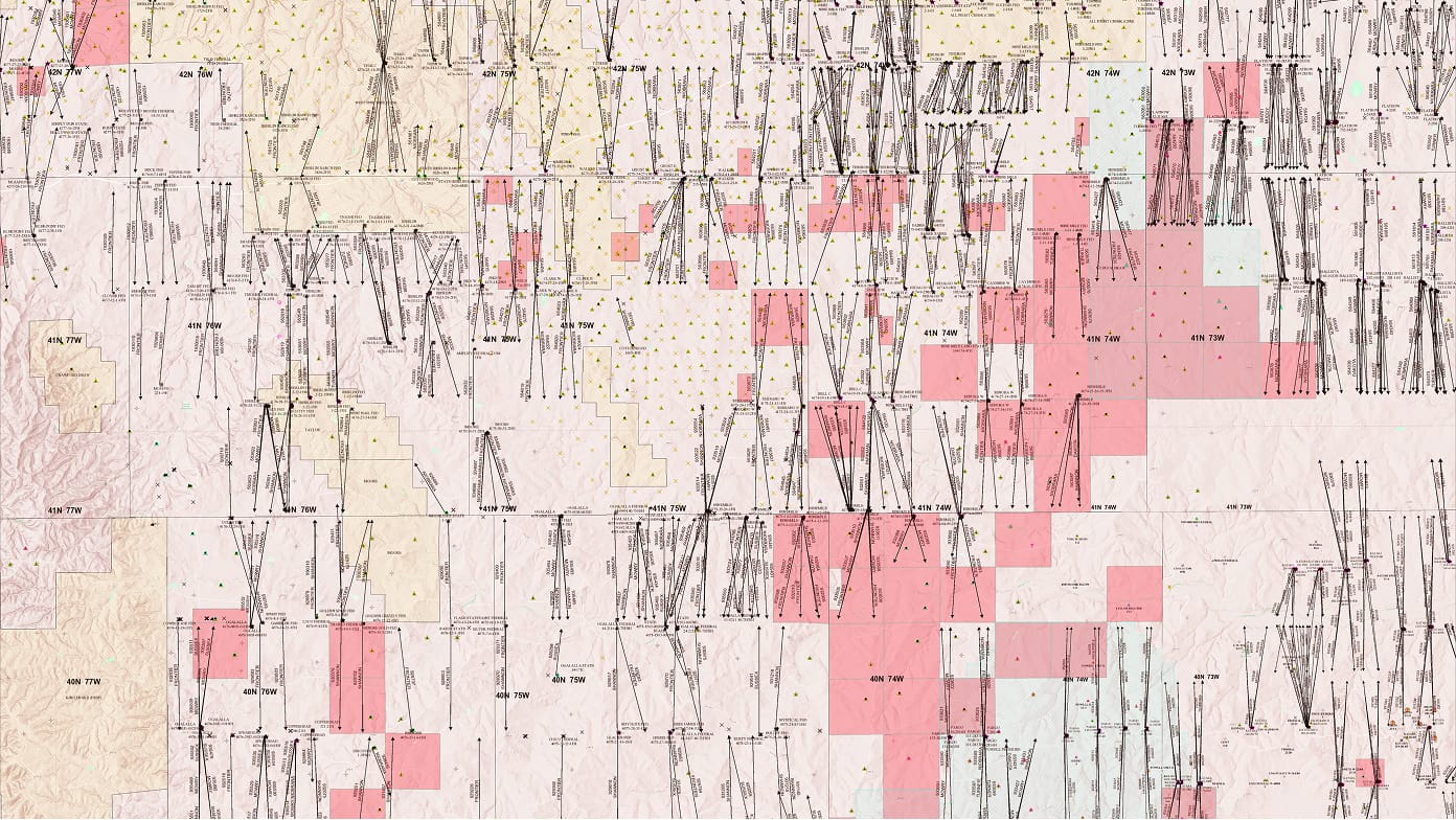 A map of oil and gas well inspections in the Haynesville Shale region shown in shades of pale pink