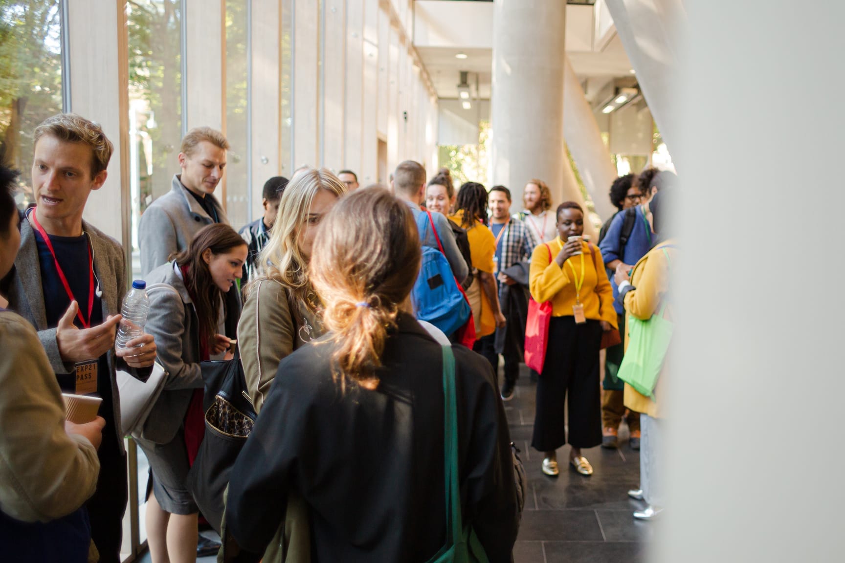 Diverse group of people at indoor event