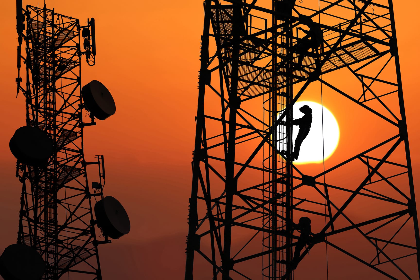 Telecom tower in sunset