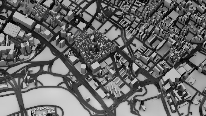 A map with 3D buildings is shown emphasizing the impact of GIS on the built environment.