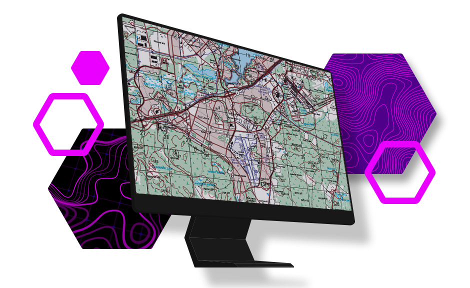 Topographic map displayed on computer screen – Automating Topographic Data Webinar April 26, 2023