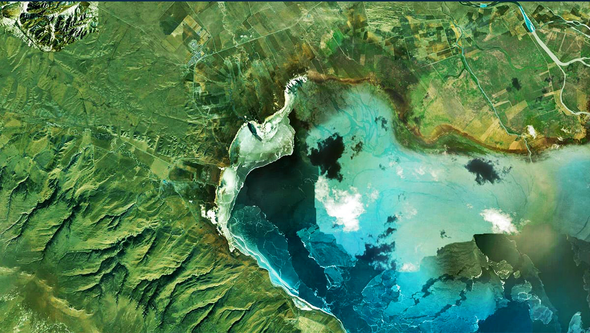 Image of lake taken from an aerial aircraft