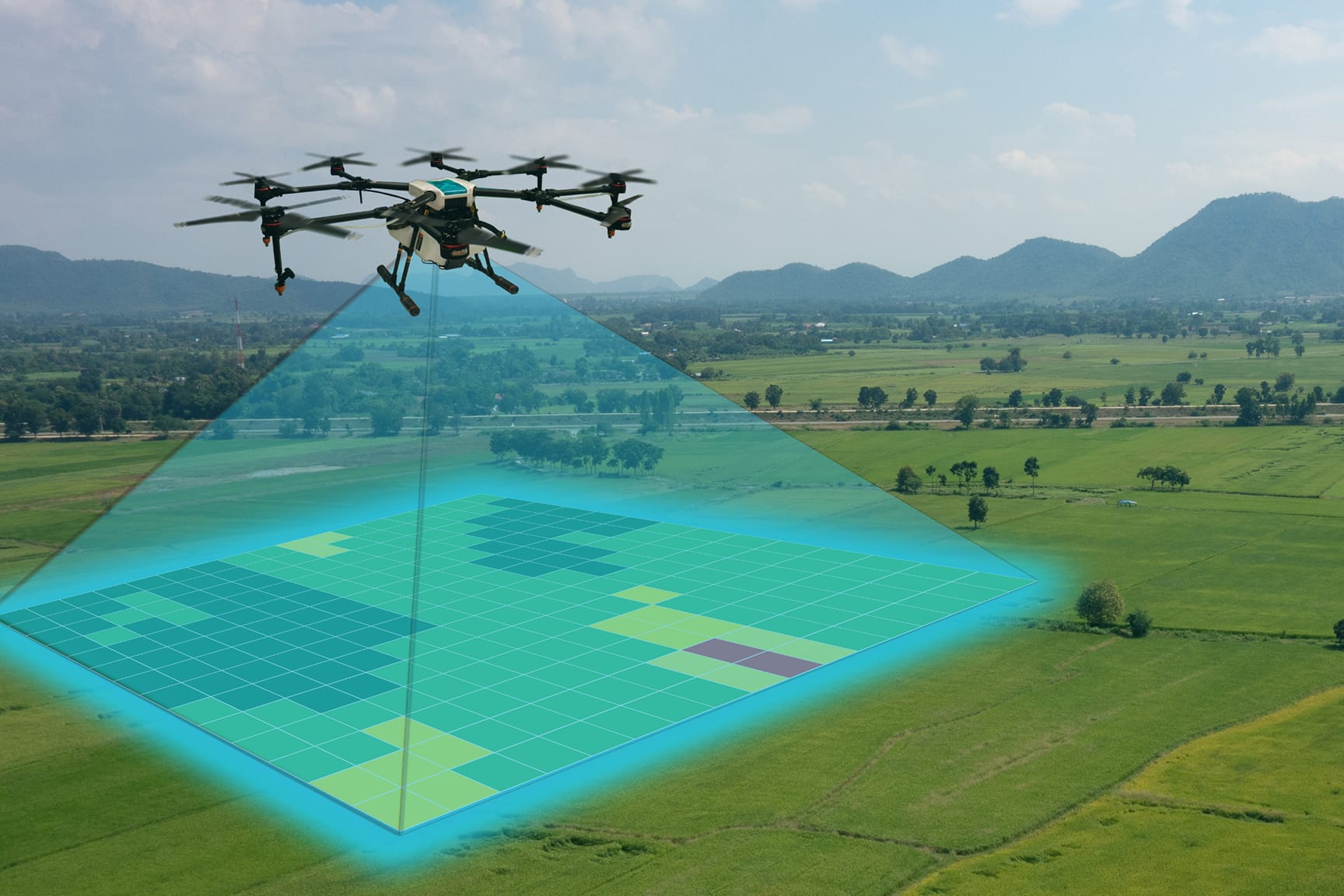 Drone highlighting an area of a map
