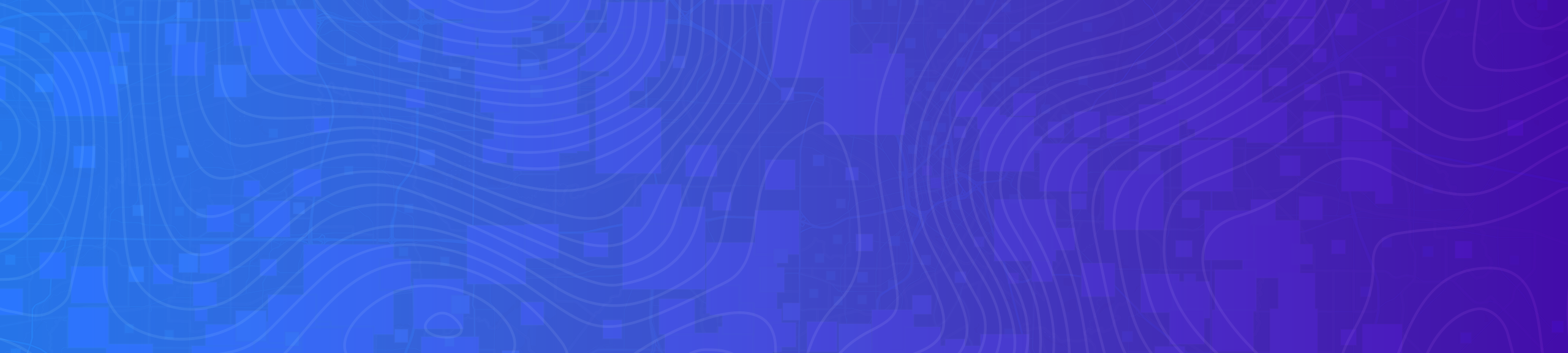 Blue terrain map background with map image in the foreground, educator image, and students using computer in class image.