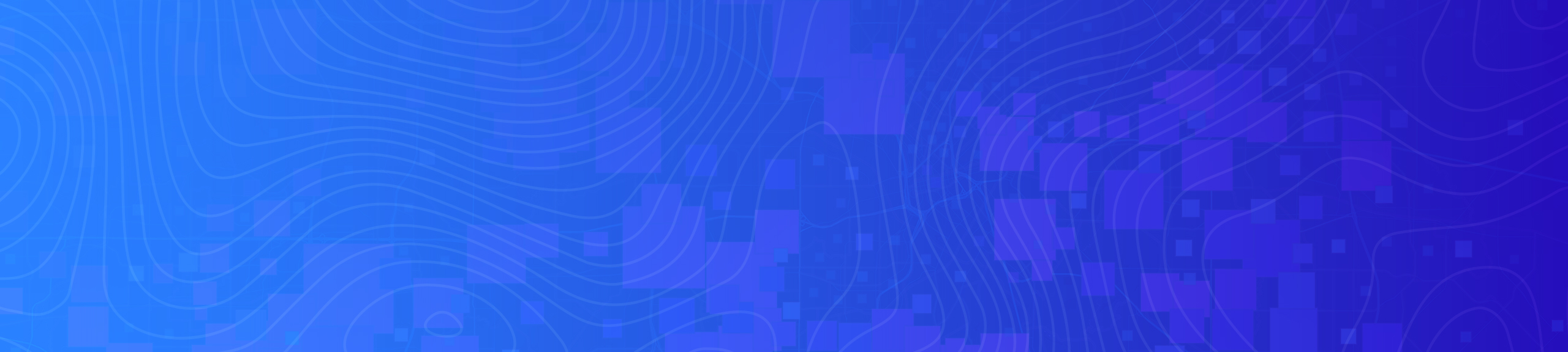 Blue terrain map background with map image in the foreground, VR image, and students in class image.