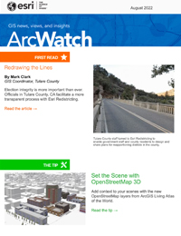 The front cover of the ArcWatch August 2022 issue