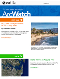 The front cover of the ArcWatch July 2022 issue