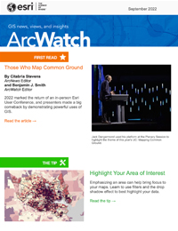 The front cover of the ArcWatch September 2022 issue