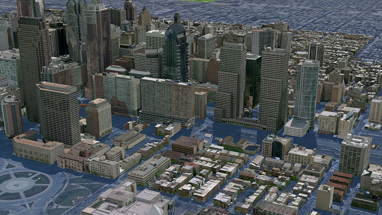 A 3D model of Philadelphia, Pennsylvania