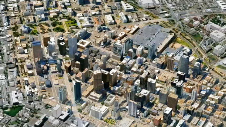 A 3D map of downtown Denver, Colorado