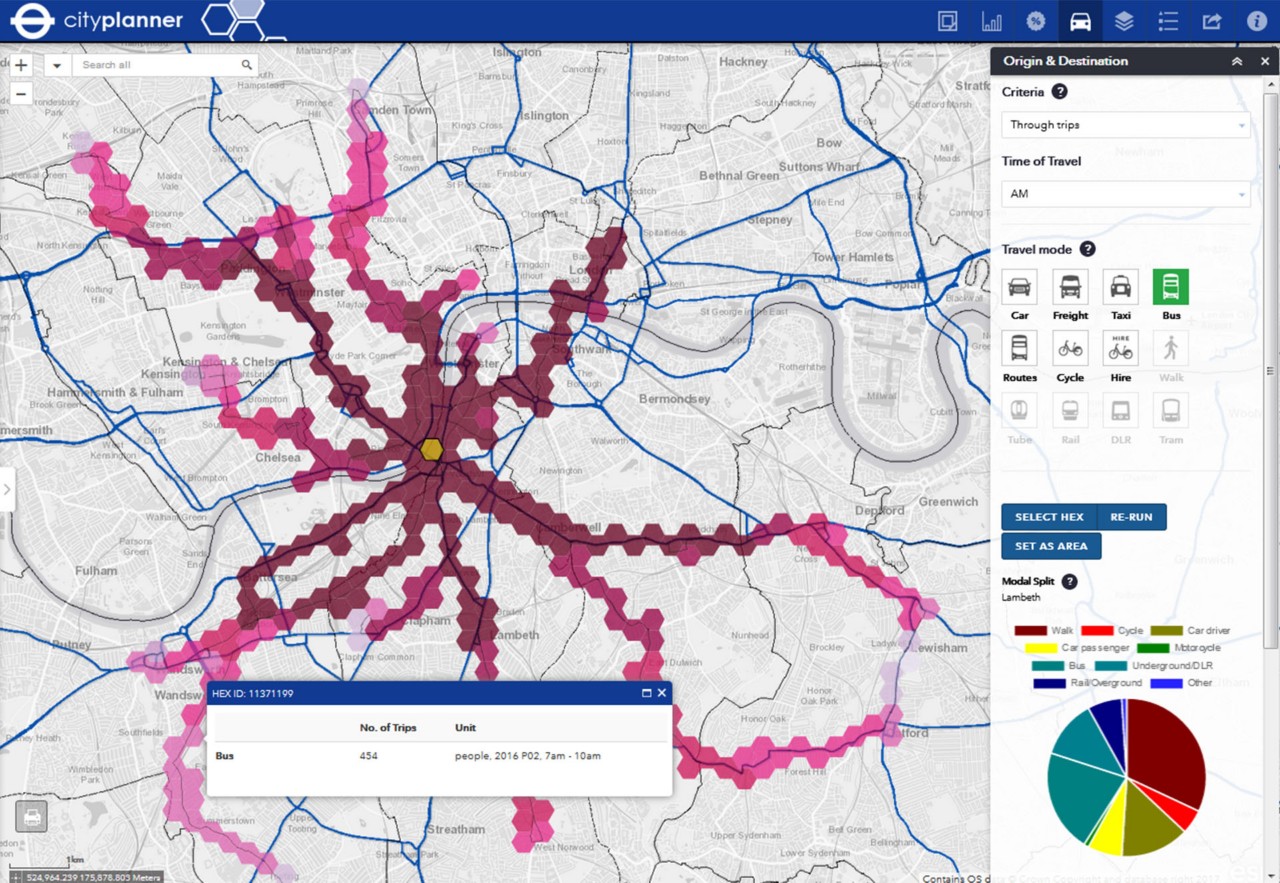 City map of London showing traffic patterns