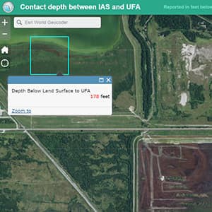 Well drillers use the Permits map to see estimated depths below land surface and between aquifer systems.