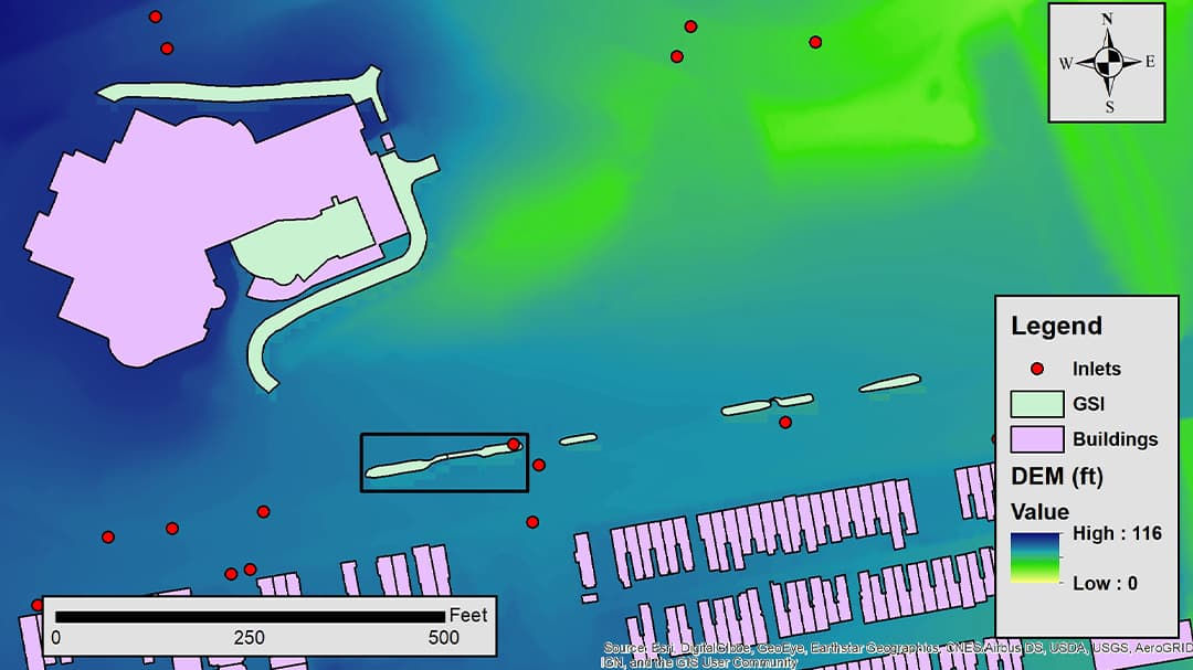 A detailed topographic map showcasing elevation data in feet, ranging from low to high values.