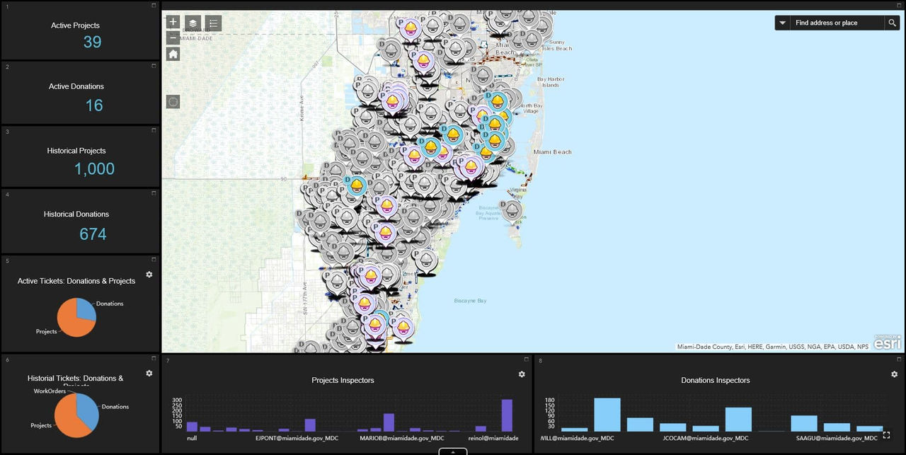 A detailed data visualization dashboard featuring a geographic map with clustered markers.