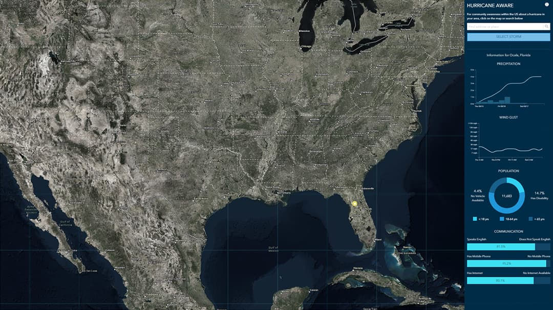 A detailed satellite map of the southeastern United States, focusing on Florida.