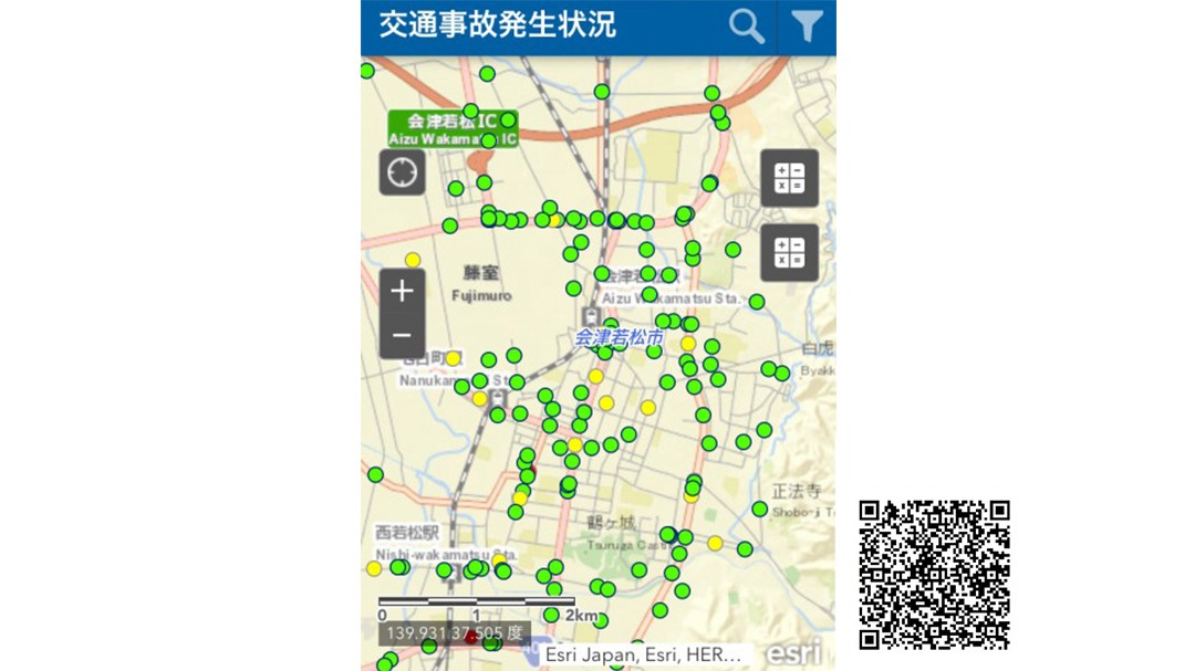 Vehicle Accidents Map (for smartphones) and the QR Code to Access Site