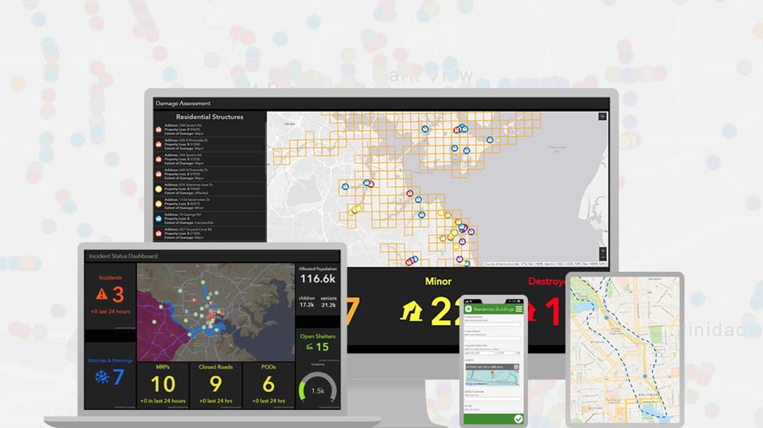 Image shows several products in the Emergency Management Solution on a mobile phone, desktop, tablet.