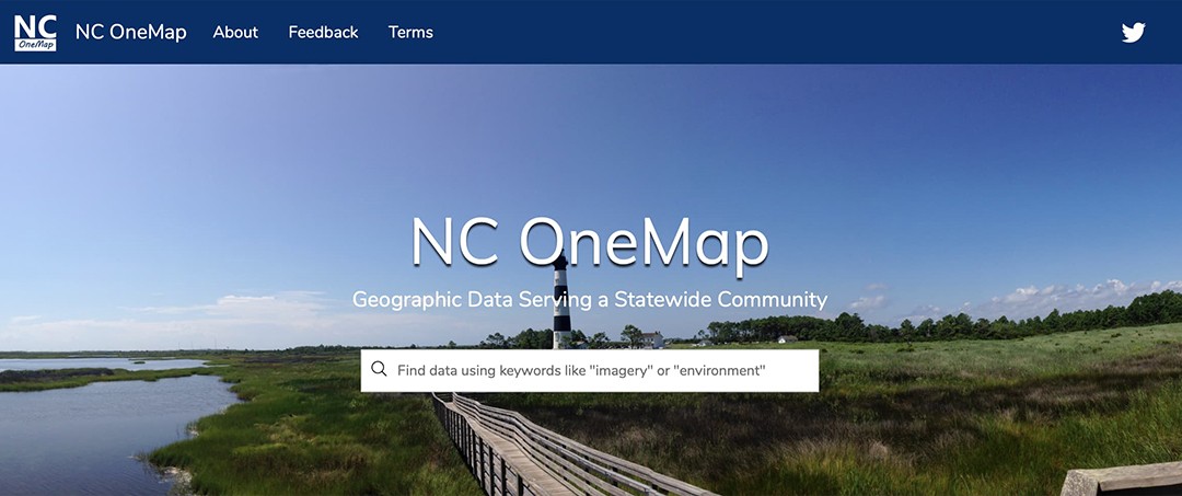NC OneMap hub site and search bar