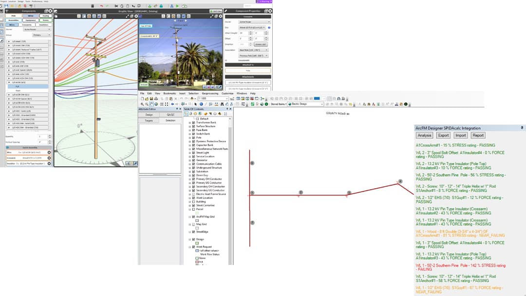A screenshot showcasing an engineering simulation software interface with multiple panels.