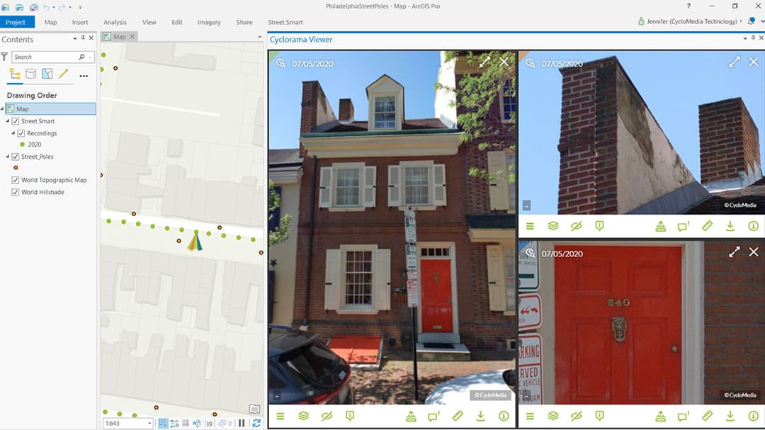 A software displaying a map with a dialogue box showing images of property conditions in Philadelphia. 