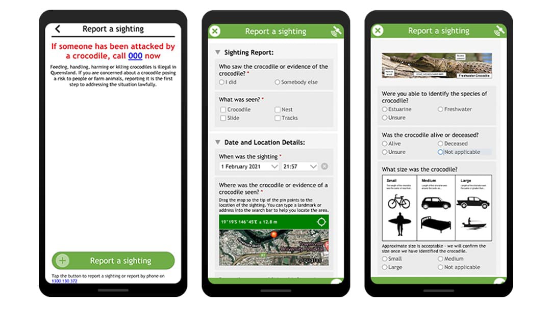 QWildlife App Crocodile Sighting Report Workflow