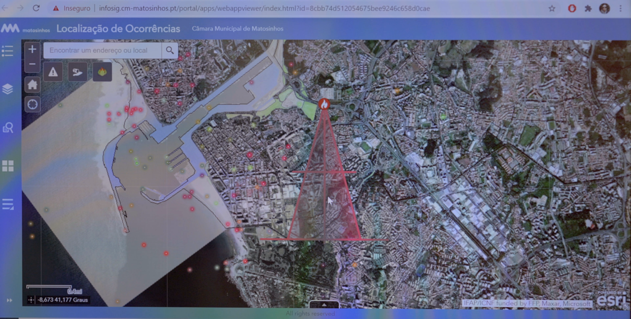 Matosinhos uses GIS to simulate a fire's path through the city under various conditions.