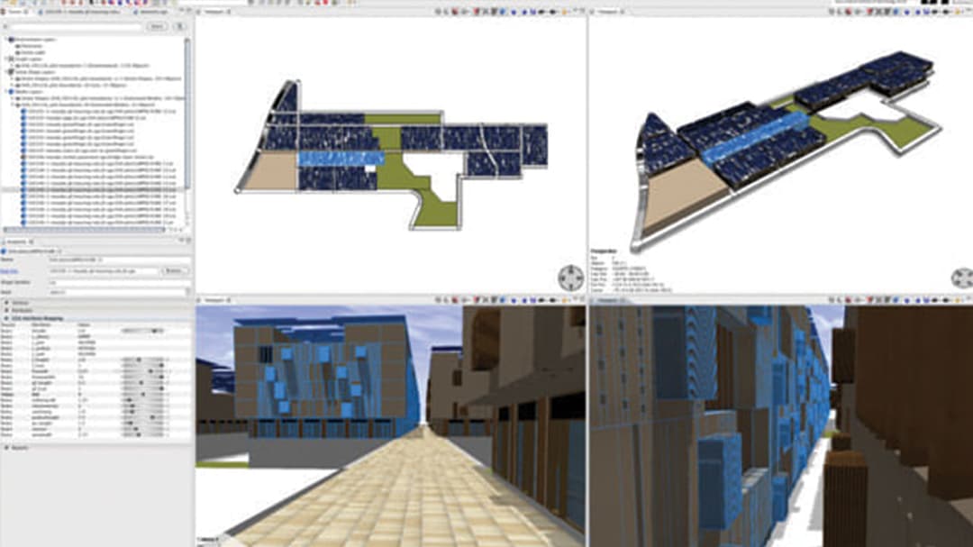 Screenshot showing working with facades of Swiss Village
