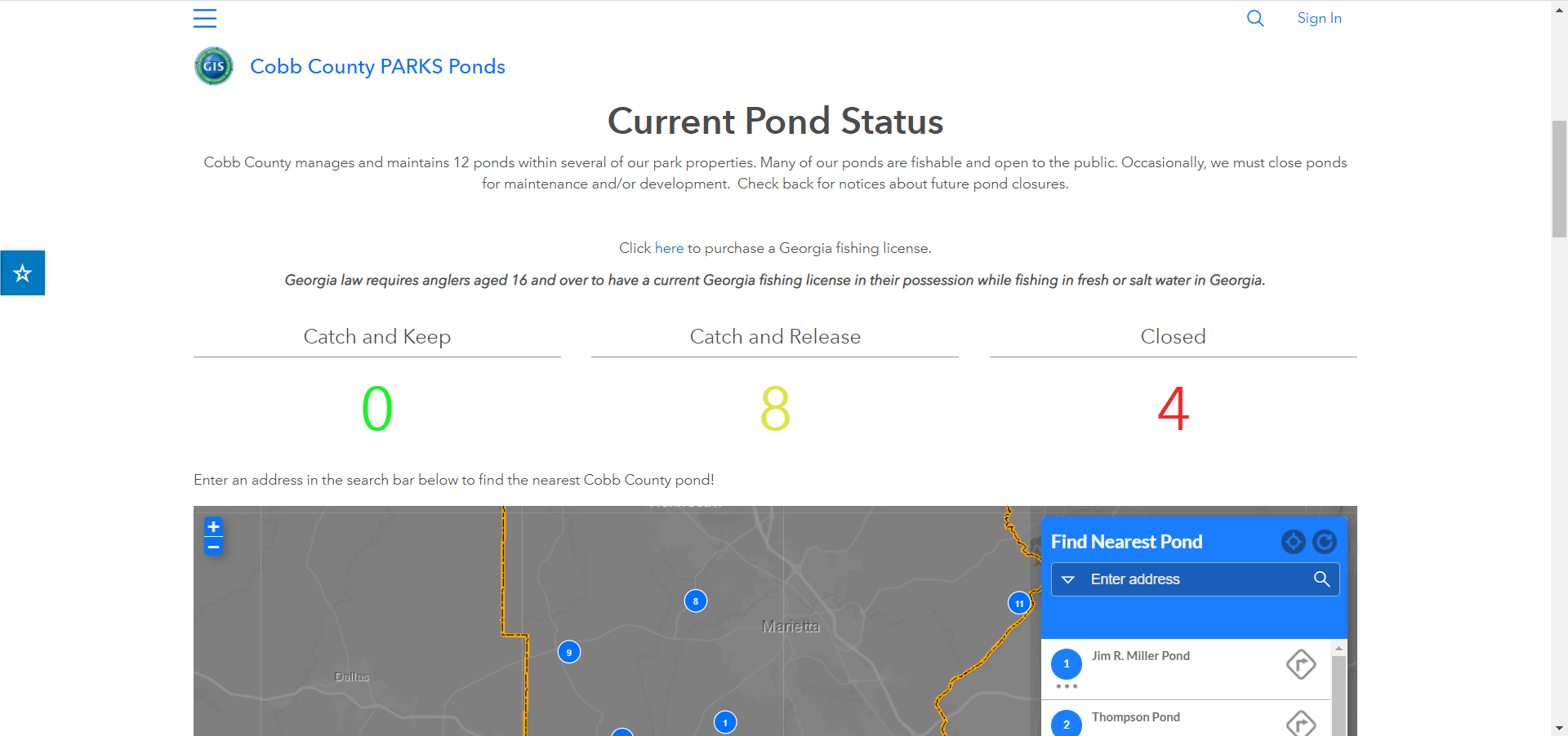 Cobb County PARKS Hub Screenshot Cobb County PARKS Hub Screenshot