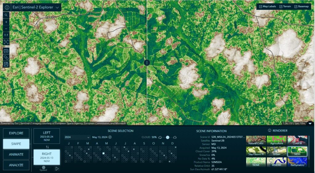 Figure 5 - Esri's Sentinel-2 Explorer for the coffee plantation