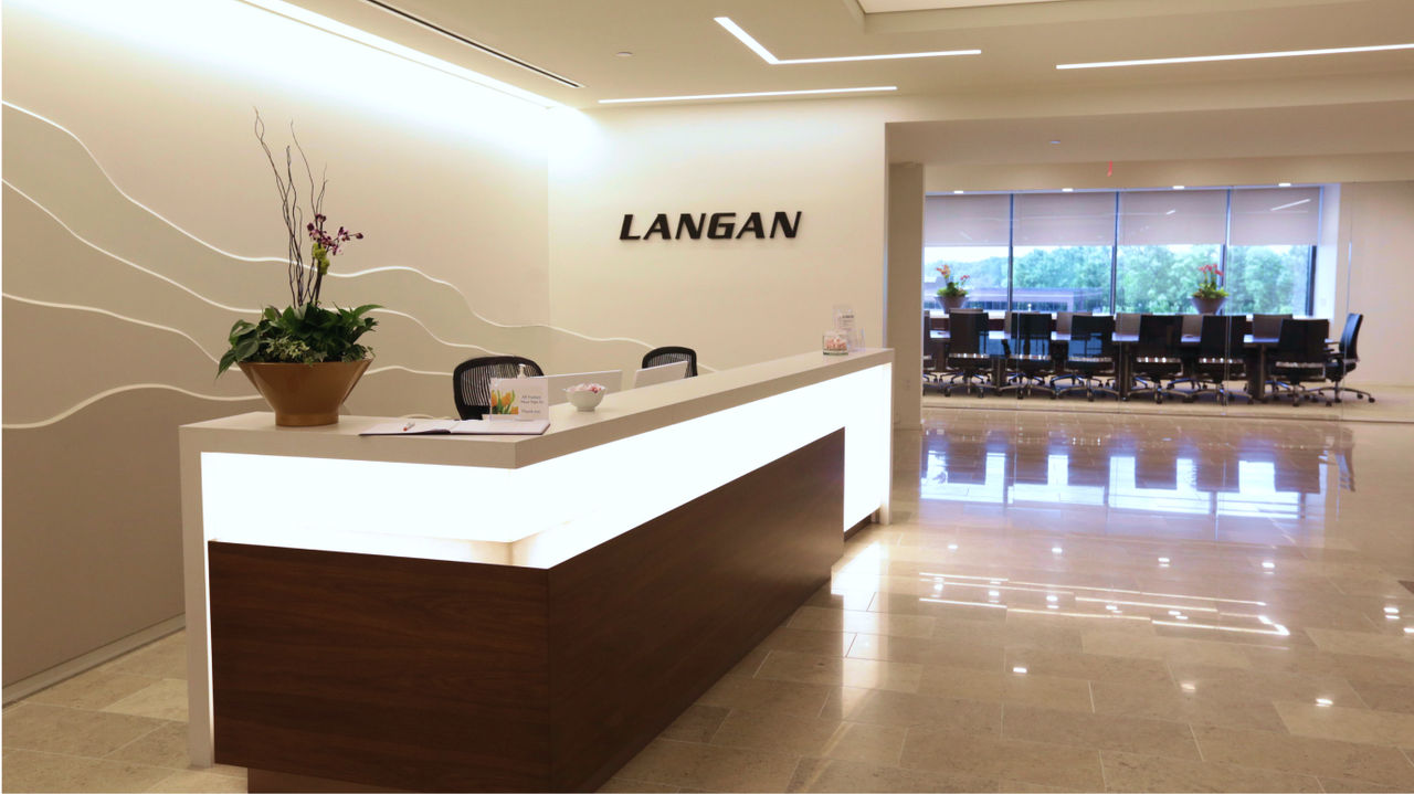 Interior view of the general headquarters of Langan Engineering located in Parsippany, New Jersey, showcasing the inside of the building.