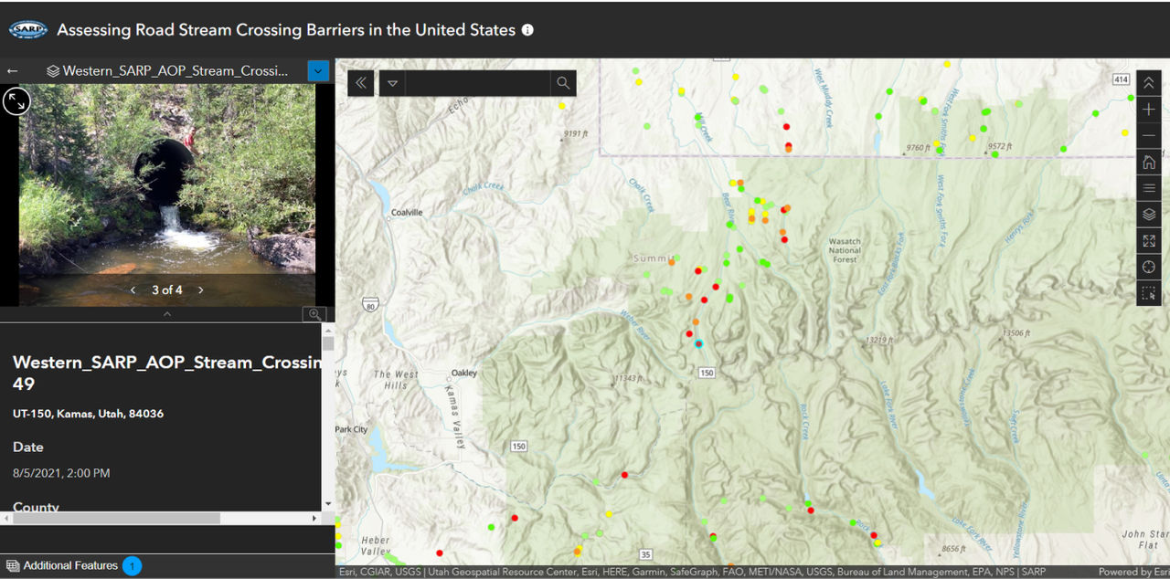 Instant apps snapshot of zoomed survey data in Kamas, Utah
