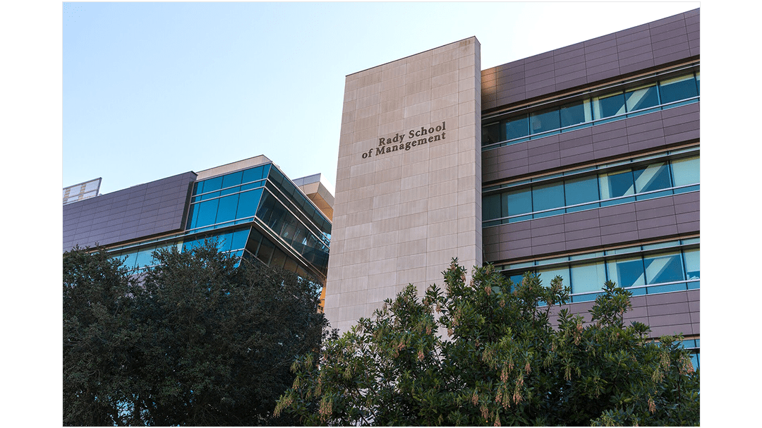 Exterior of university building where the University of California, San Diego, Rady School of Management is located