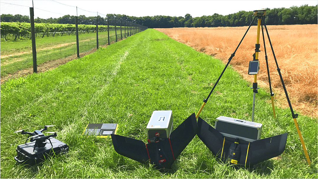 Drone and GPS equipment are used at a drone operation activity.